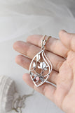 Magnolia flower pendant Handmade silver jewelry