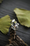 Ginkgo leaf ring Silver elven ring Botanical jewelry