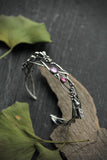 Foxglove silver bracelet Botanical jewelry Nature bangle