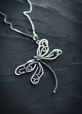 Silver Dragonfly pendant Hand fabricated jewelry