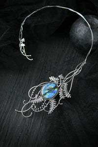 Forest necklace with labradorite Sterling silver wedding necklace Woodland theme