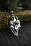 Daffodil necklace Sterling silver botanical jewelry Floral necklace