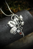 Strawberry silver pendant Plant jewelry Botanical necklace Silversmithing