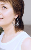 Hoop earrings with ferns and gems