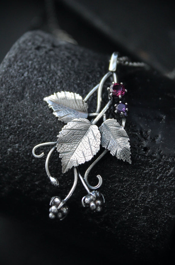 Raspberry silver pendant Silversmithing