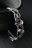 Raspberry silver bracelet Botanical jewelry