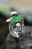 Fern and mushrooms ring Sterling silver botanical jewelry