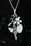 Violet flower pendant Hand fabricated jewelry