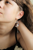 Moon cat earrings Artisan silver jewelry