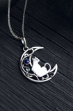 Moon cat pendant Silversmithing necklace