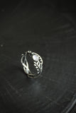 Fern leaf silver ring wih moonstone Botanical jewelry Plant ring
