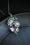 Sunflower pendant Hand fabricated jewelry Silversmithing